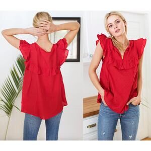 Emerson Fry | India Collection | Antoinette Top | Red Swiss Dots | Sz M